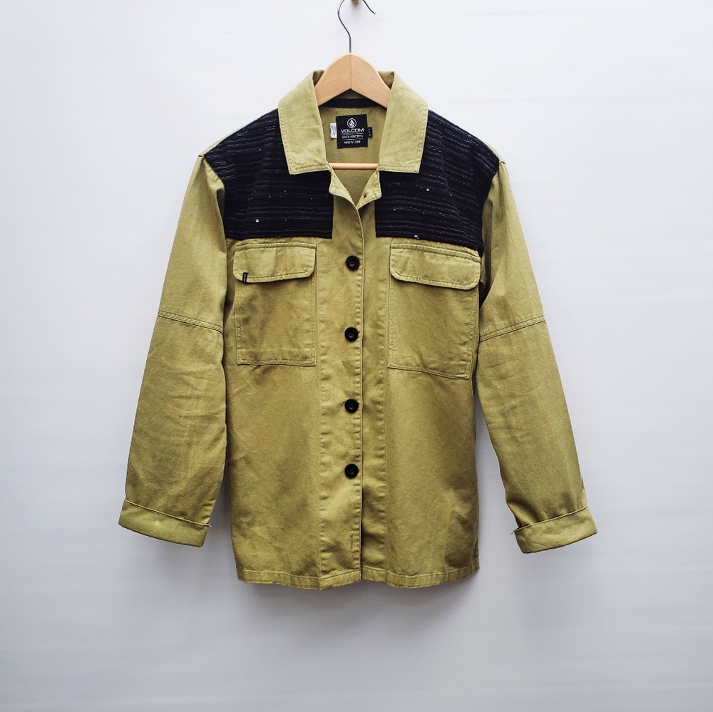 Volcom Olive and Black Button Down Shirt